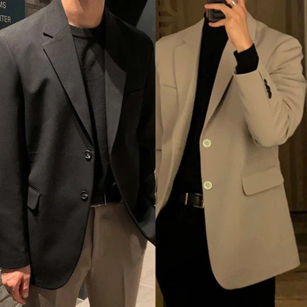 Business Casual For Daily Wear Fashion Streetwear Blazer Korean Style Blazer Lapel Neckline Long Sleeve Regular Length