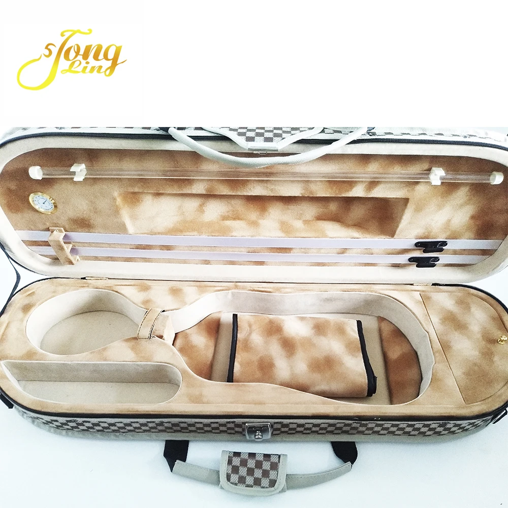 TONGLING High Quality Canvas Violin 4/4 Foamed Violino Case With Straps Cloth Cover Humidifier Hygrometer