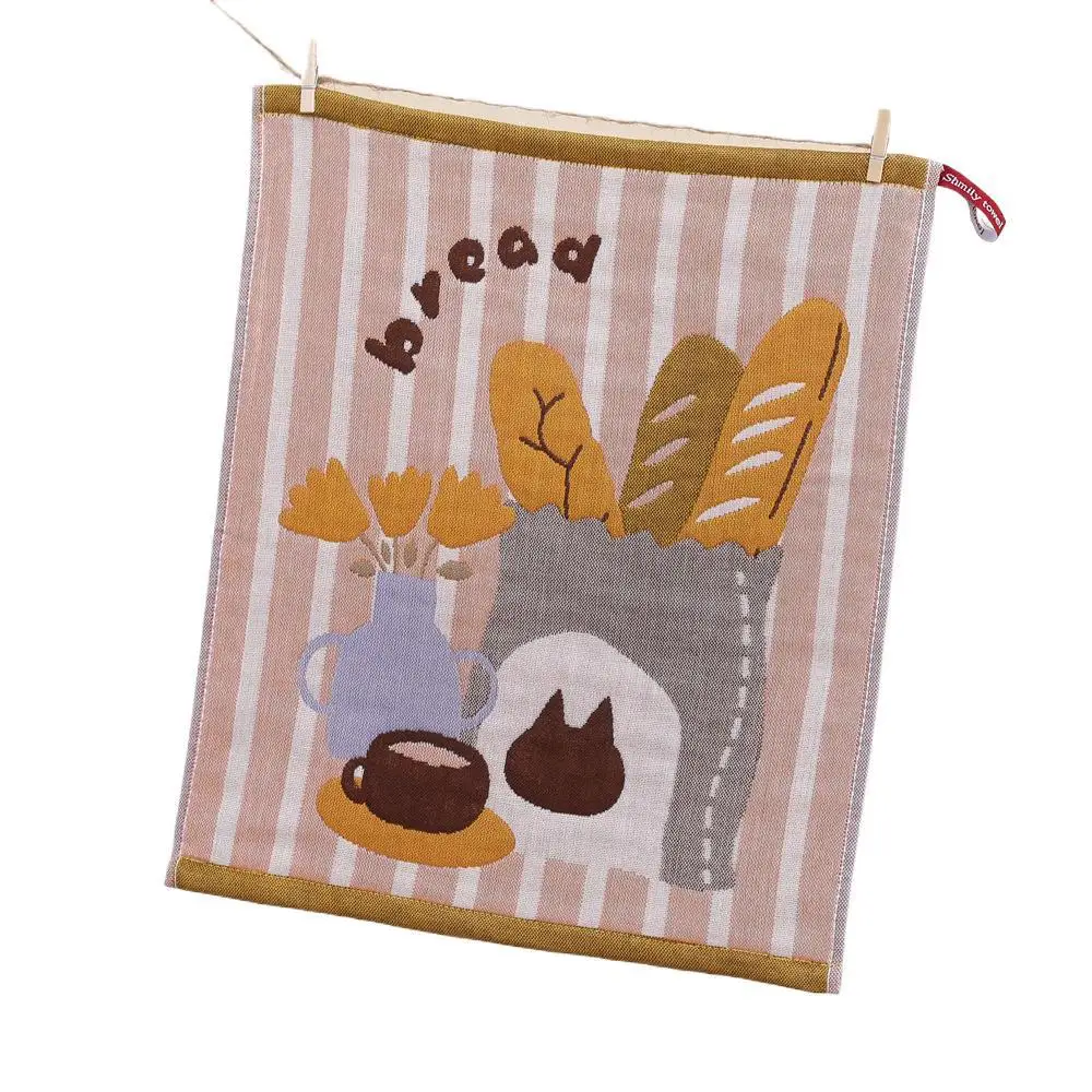 مناشف أطباق شاش قطن للمطبخ 35*40 سم 3 قطع كرتون رقيق 8 أنماط