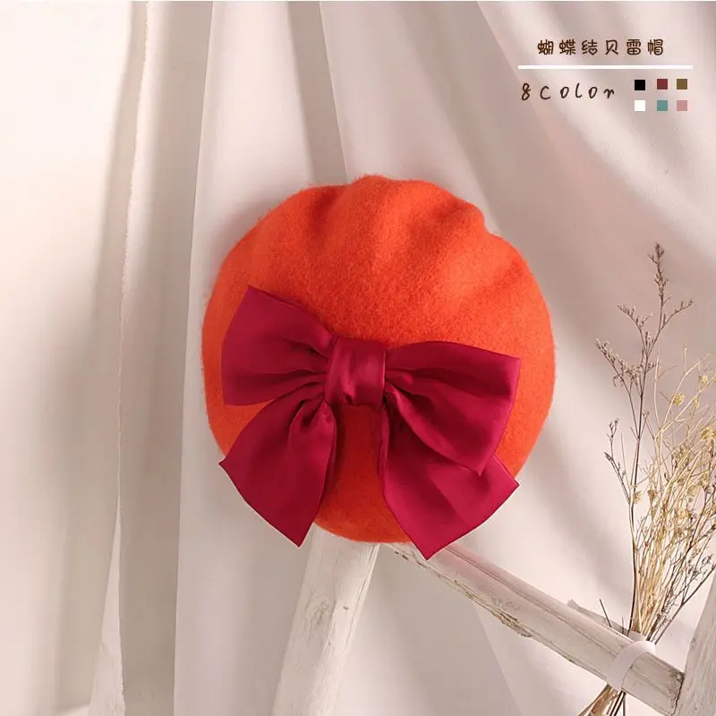 12pc/lot New Fashion Princess Kids Girls Caps Berets Lovely Bow Beanies Hats Spring Autumn Winter Toddler Girls Hats Bulk