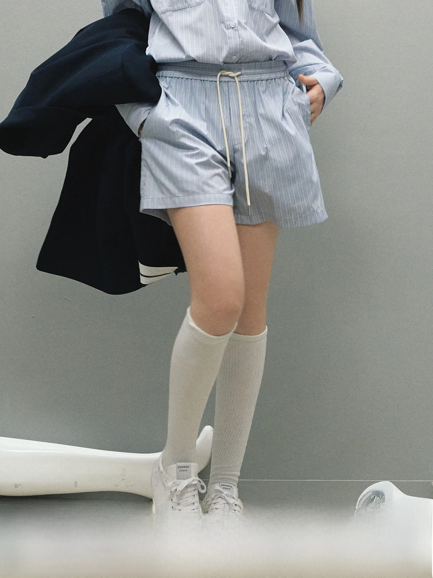 

Женские летние брюки Lazy Stripe с завышенной талией, прямые, широкие, из смесового хлопка, удобные, простые, повседневные