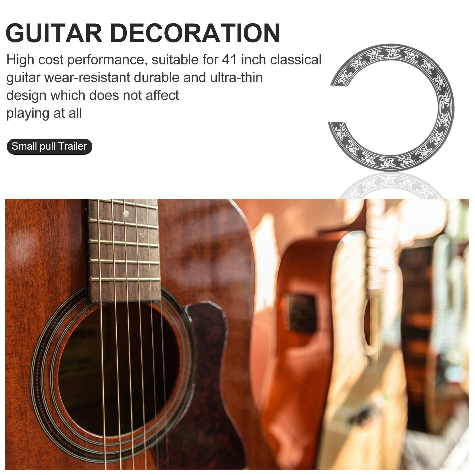 

2Pcs Professional Guitar Sound Hole Decal Acoustic Guitar Inlay Sticker Durable Lightweight Portable PVC Material