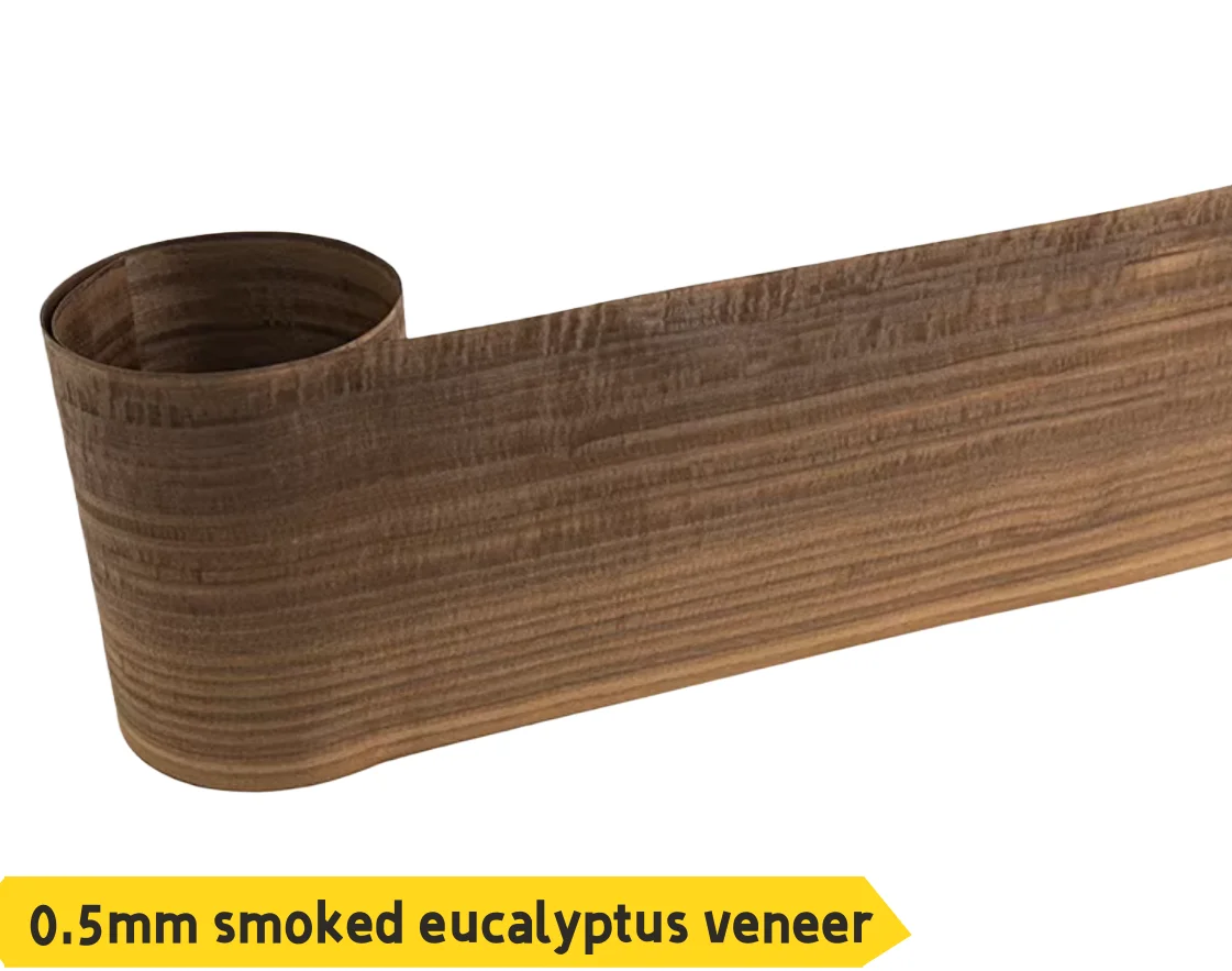 0.5mm Natural Smoked Eucalyptus Curly Wood Veneer  DIY Crafts, Speaker Cabinet & Interior Decoration