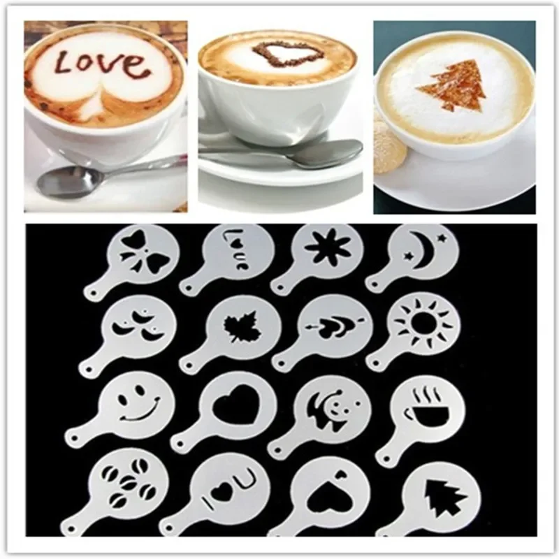 

Creative Kitchen Accessories 16pc Fancy Coffee Printing Template Kitchen Tools Kitchenware Coffee Spray Template Kitchen Gadgets