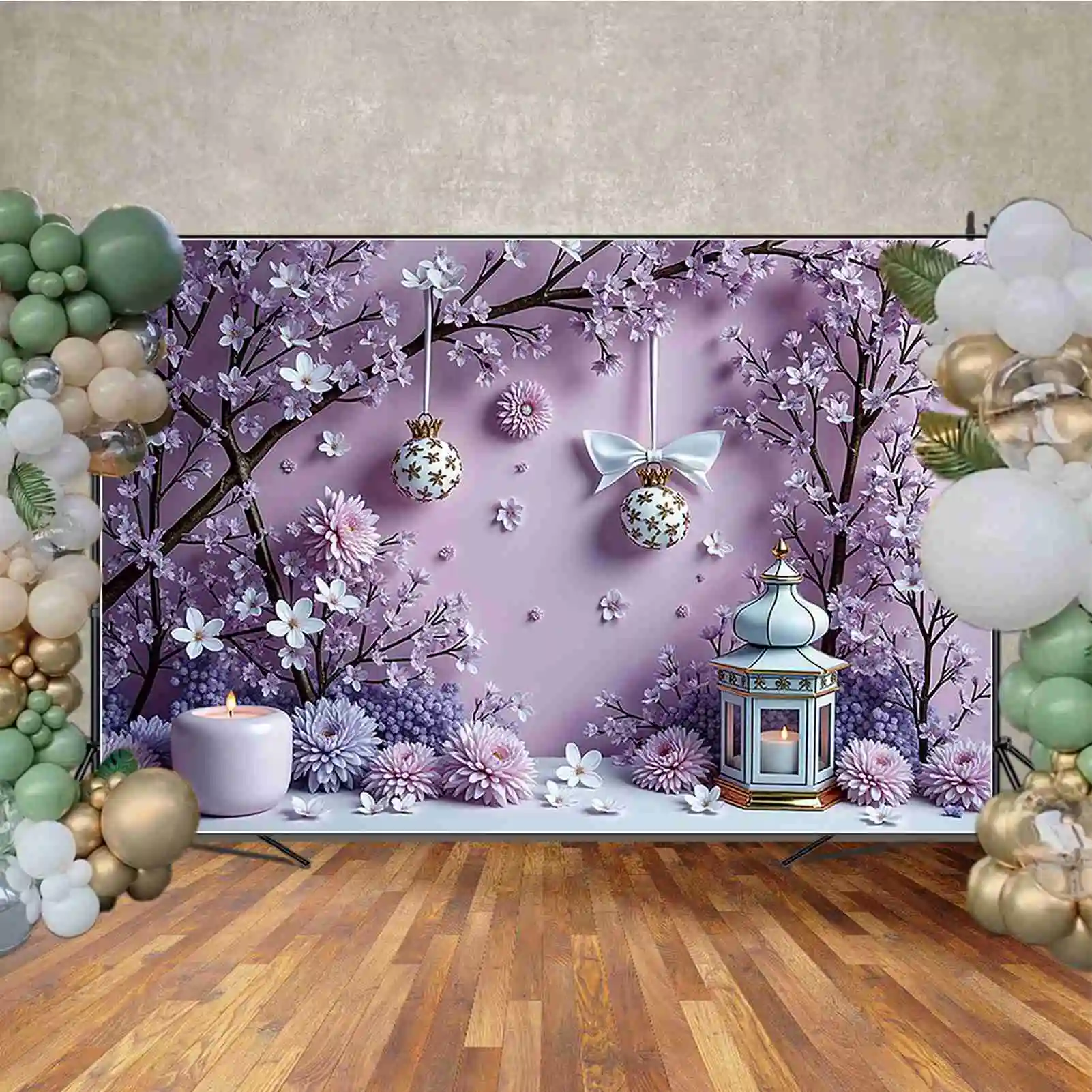 Mädchen Ballon hängende Blumen Geburtstag Foto Hintergrund lila Schmetterling Frühling Fee Wald Fotografie Hintergrund