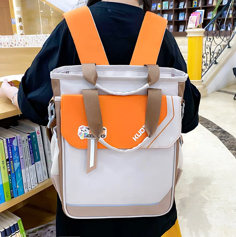 Student backpack, spinal protection, double-shoulder bag, large capacity, tutoring bag, single-shoulder messenger bag
