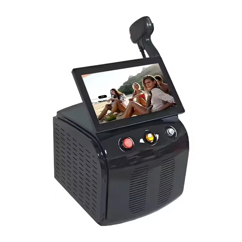 Máquina de depilación láser de diodo de Alejandrita de 755nm 808nm 1064nm, titanio helado, depilación permanente indolora y