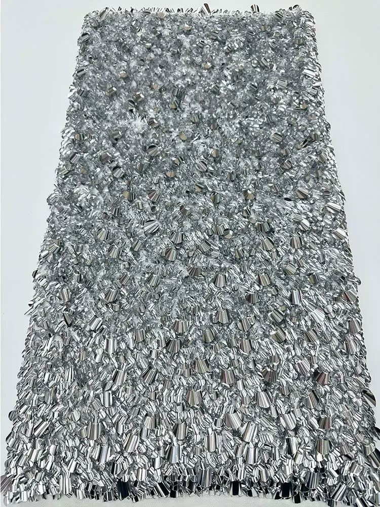 1yard Wedding Dress fashion clothing diy sewing fabric,Long nail bead sequin embroidery fabric