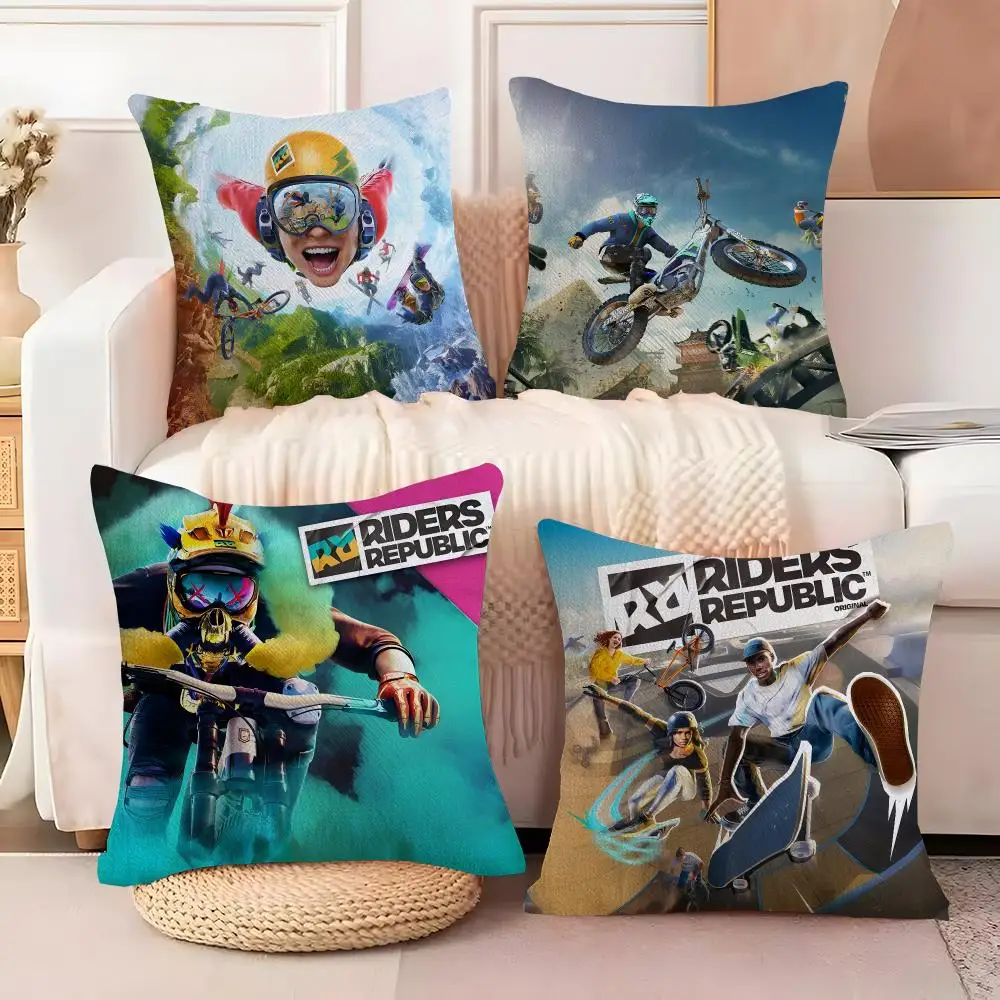 Cool Game R-Riders RepublicS Cushion Cover  Plush Fabric Soft Double Sided Print Sofa Cushion Cover Throw Pillow Covers