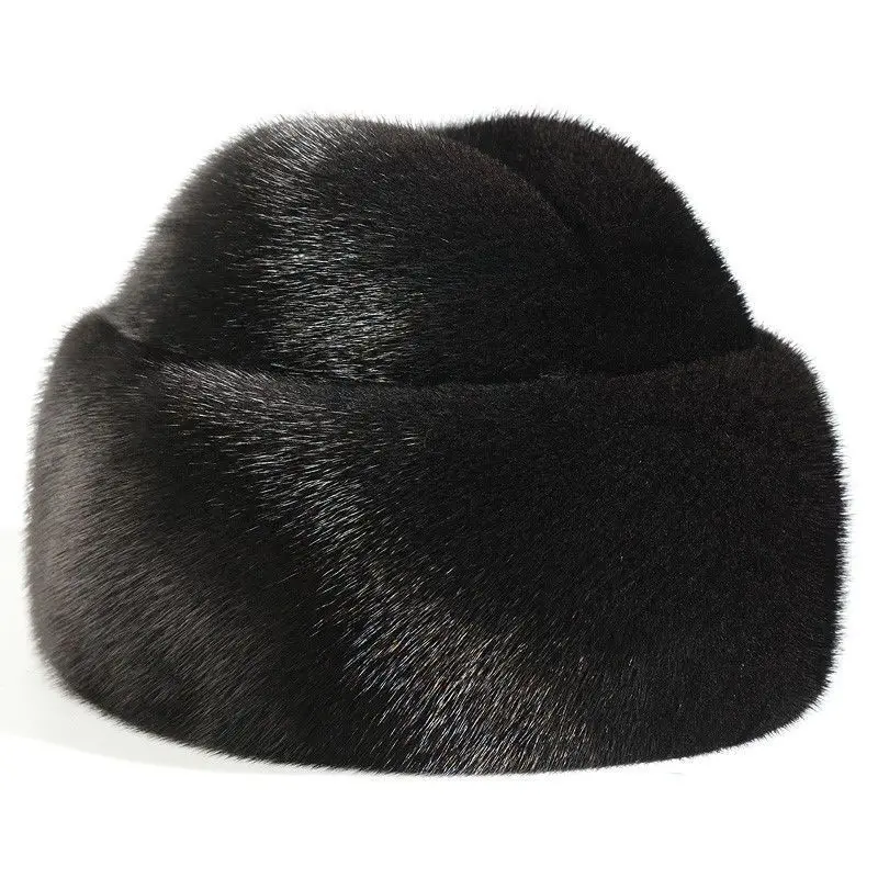 Winter Hat For Men Genuine Mink Fur Cap Male Thick Warm Winter Fur Hat Husband Gift Caps Quality Top Hat Headgear Beanie Beret