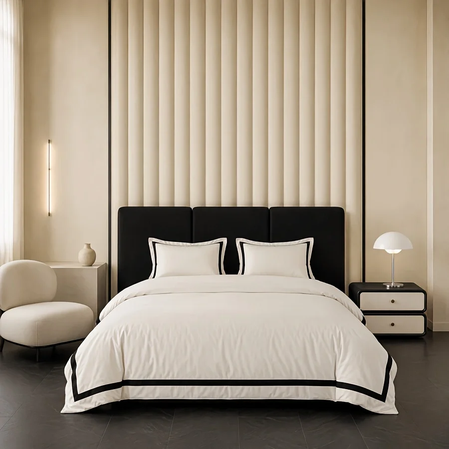 Hotel Style Black White Grey Patchwork 3Pcs Bedding Set Queen King size 120g Premium Soft Breathable 1Duvet Cover 2Pillowcases