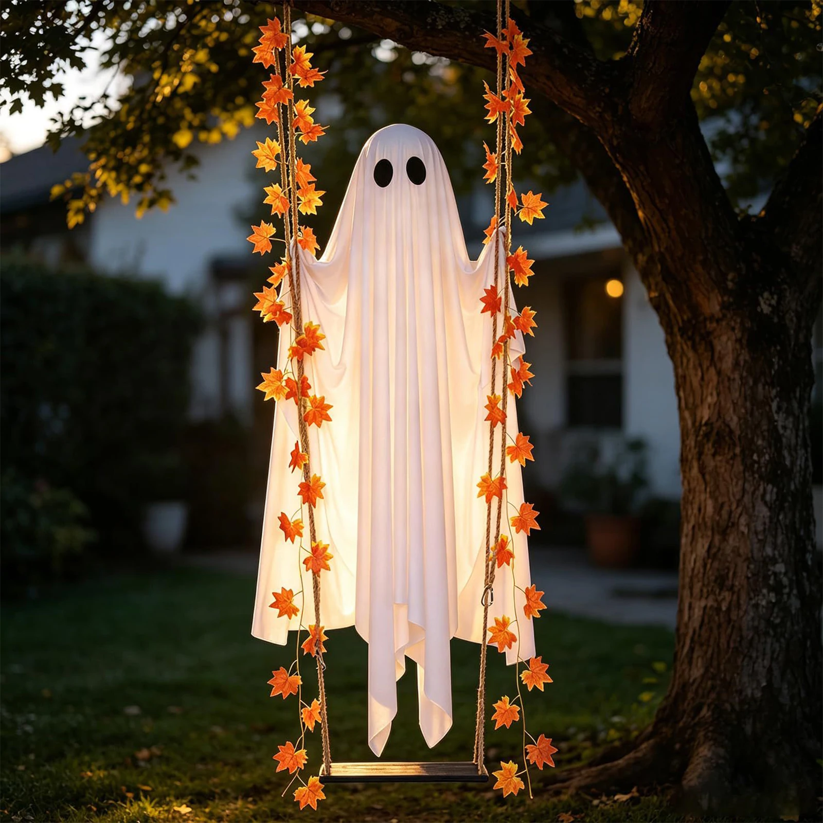 Halloween Ghost Maple Vine Hanging Decoration Swinging Outdoor Yard Tree Scary Large