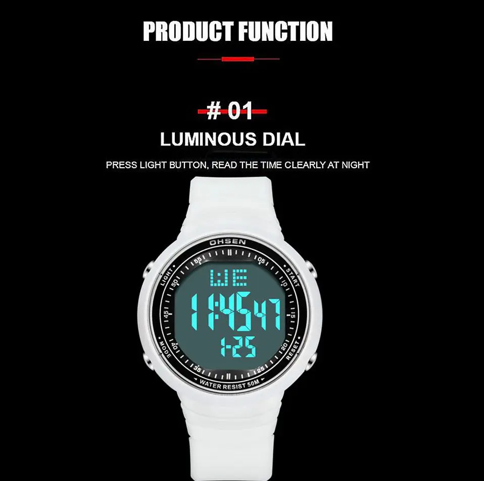 Digital Men Sport Watches Fashion White Diving Shock Electronic Military Male Wristwatch LED Alarm Stopwatch Relogio Masculino