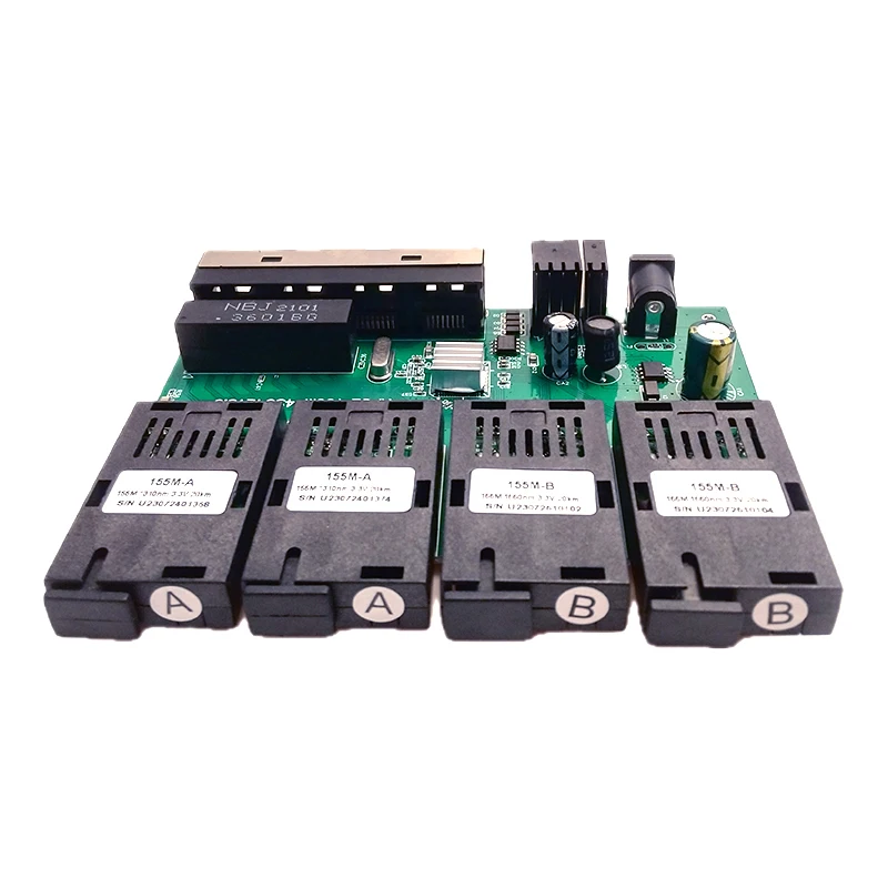 10/100M 4F4E / 4F2E POE Fast Ethernet Fiber Switch utput 12V Optical Media Converter Ethernet SC PCBA placa metro Board