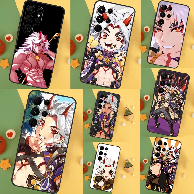 Genshin Impact Arataki Itto Funda For Samsung Galaxy S24 Ultra S23 S22 Plus S21 S20 FE S8 S9 S10 Note 10 20 Ultra Case