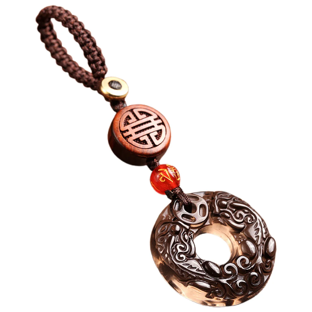 Car Key Chain Decorative Keychain Pendant Peace Amulet Fortune Bag Obsidian Lucky Charms