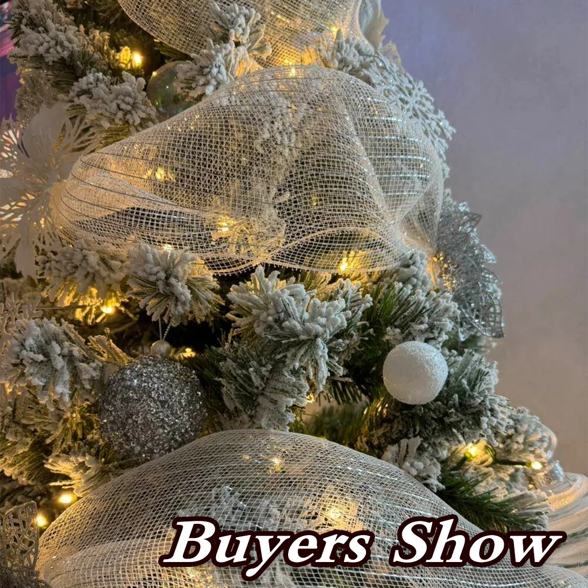 Christmas Ribbon Bow Wreath Garland Mesh Tulle Roll Fabric Pendant Christmas Tree Decorations Ribbon Home Decor Gifts New Year