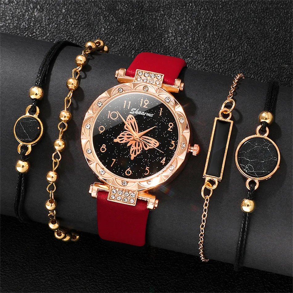 New Watch Women Fashion Casual Leather Belt Watches Simple Ladies Starry Sky Round Dial Quartz Wristwatches Dress Clock