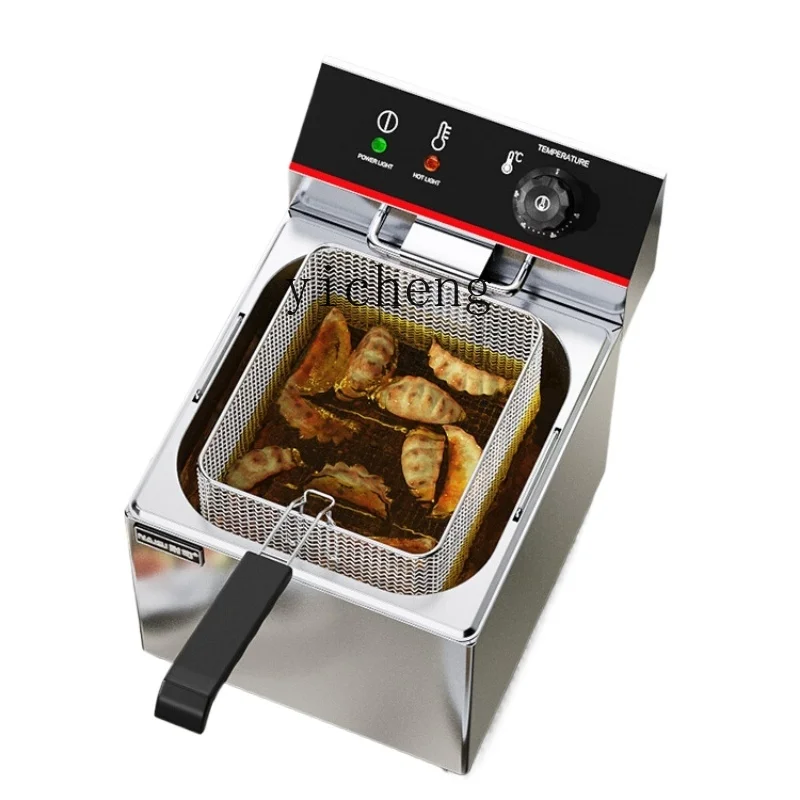 ZF Commercial Electric Fryer Single Cylinder Large Capacity 15 Liters Deep Frying Pan Chicken Skewers Chips Machine new electric air fryers 6l large capacity smart automatic household multi function led touchscreen deep oil free fryer europlug