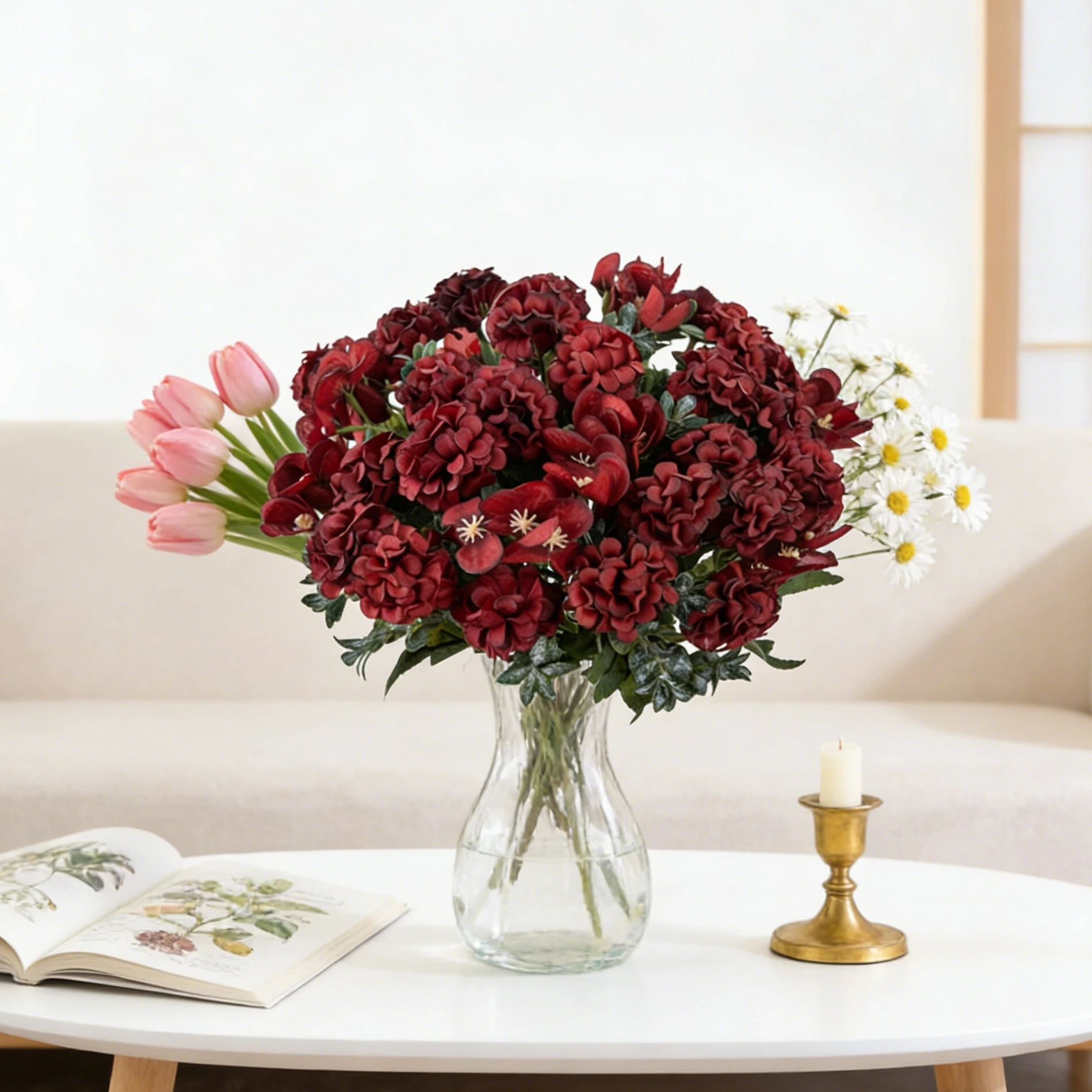 Künstliche Hortensien-Blumen für Hochzeitssträuße, Feiertage, Garten, Party, Innenbereich, Büro, Esstisch, Vase, Fensterbank, DIY-Dekorationszubehör
