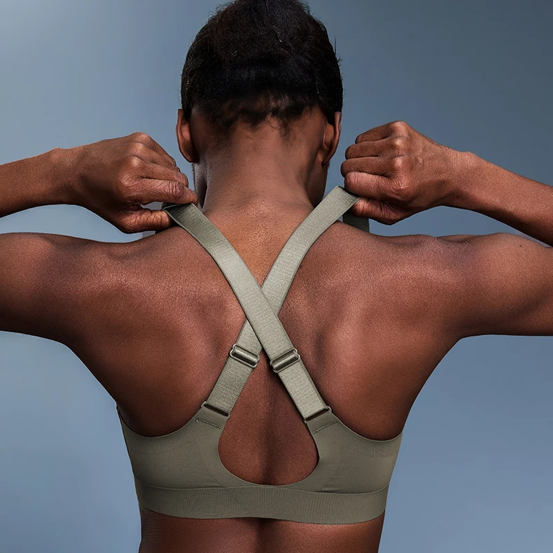 حمالة صدر رياضية نسائية بسحاب من قطعة واحدة مقاومة للصدمات وأشرطة كتف قابلة للتعديل ومضادة للترهل ملابس داخلية لليوجا وظهر جميل