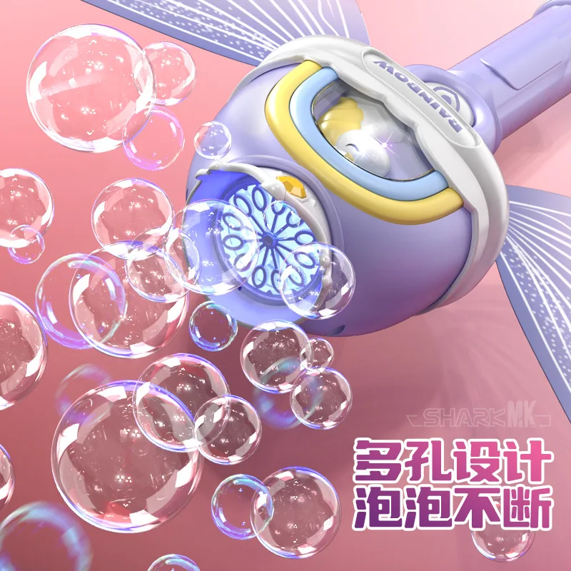 Automatic Bubble Machine Blower Children's Hand-Held Anna Magic wand Windmill Bubble Stick Summer Outdoor Toys for Kids