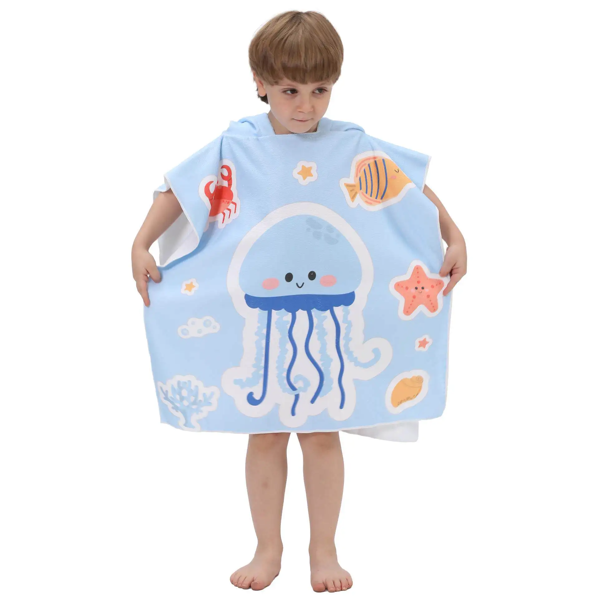 Cartoon Baby Bath Towel Microfiber Hooded Soft Poncho Beach Cape Towels for Newborn Kids Bathing Stuff Infant Washcloth