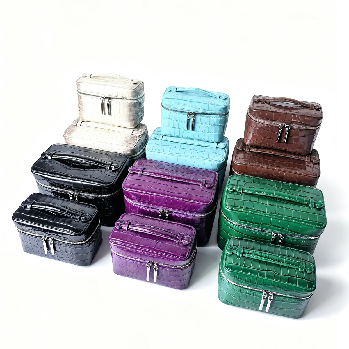 Monogramm-Lunchbox-Tasche aus hochwertigem Himalaya-Leder, große Kapazität, Reise-Make-up-Organizer, Schmucktasche, Kosmetiktasche – Detail 23