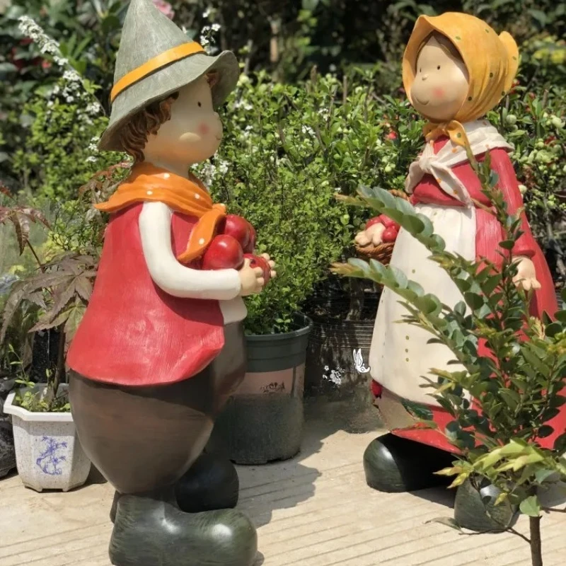 

Vintage Outdoor Garden Statue-Whimsical Children's Figure&Kindergarten Decoration American Country Style Durable Yard Ornament