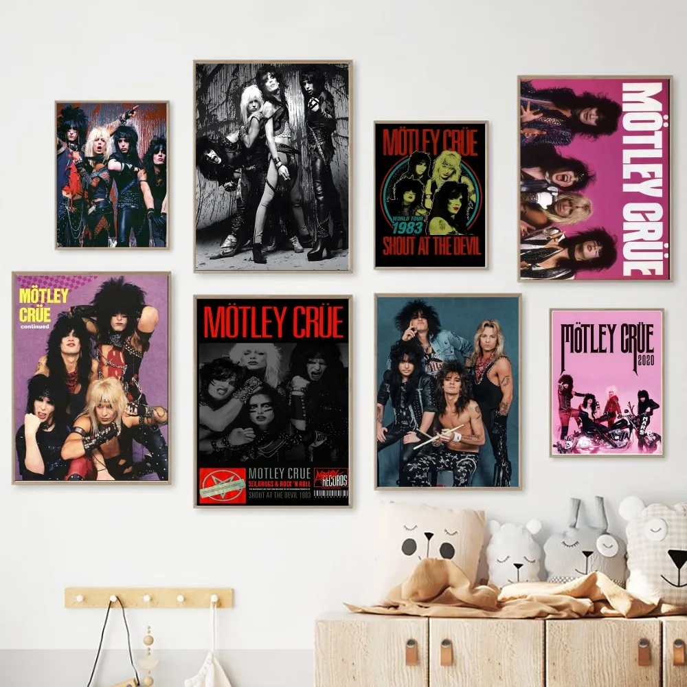 Popular Band Motley_Crues-Retro Poster No Framed Kraft Club Bar Paper Vintage Poster Wall Art Painting Bedroom Study Stickers