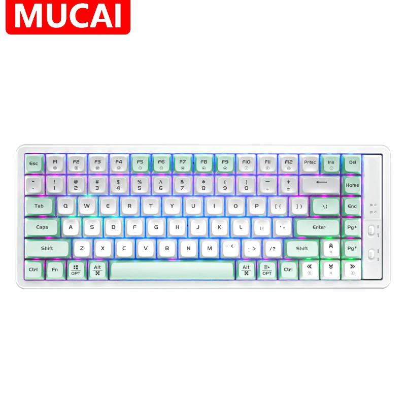 

MUCAI GK85 USB Gaming Mechanical Keyboard Orange Switch 85 Keys Wired Detachable Cable RGB Backlit Hot Swappable