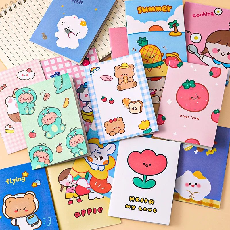 (5 Pieces/Lot) Korea Stationery Mini Notebook Kids Cartoon Portable Little Book Student Notebook Notepad Kawaii School Supplies