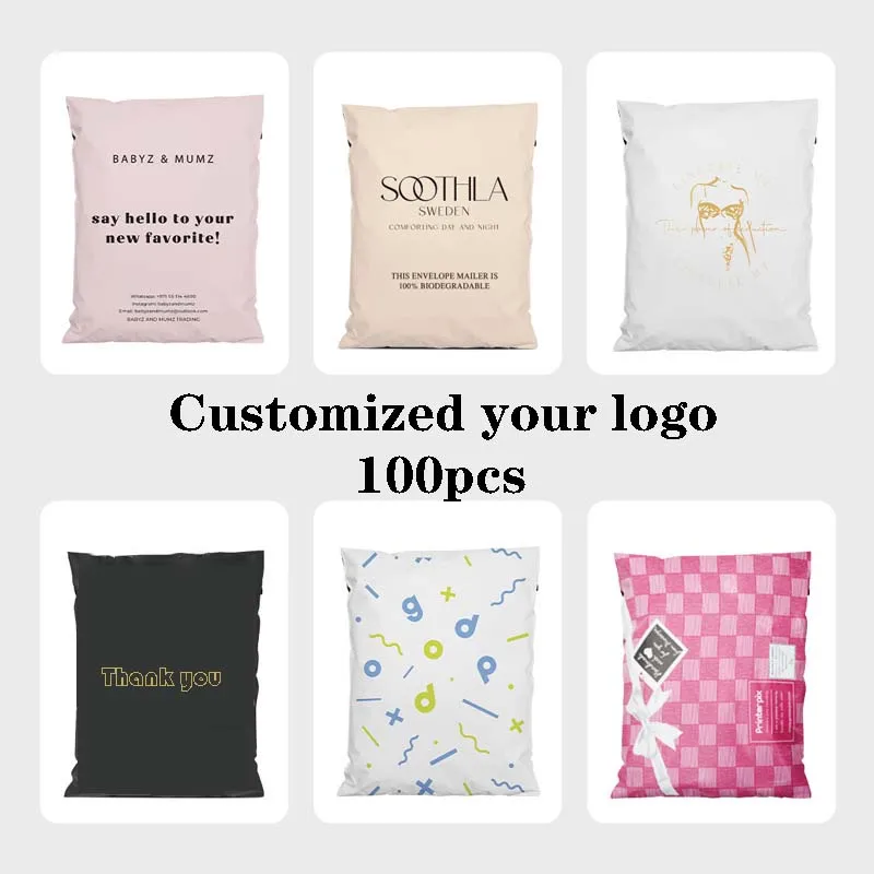 100PCS Custom Courier Bag Shipping Express Envelope Storage Mailing Bags Self Adhesive Seal Packaging(Not include printing fees)