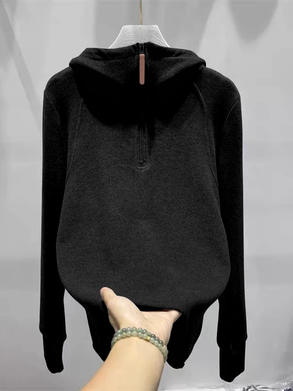 Warm Long Sve Hoodie Women's Autumn Winter Large Size Casual Loose Faionable Zipper f Zip up Velvet Sweatirt Base Top