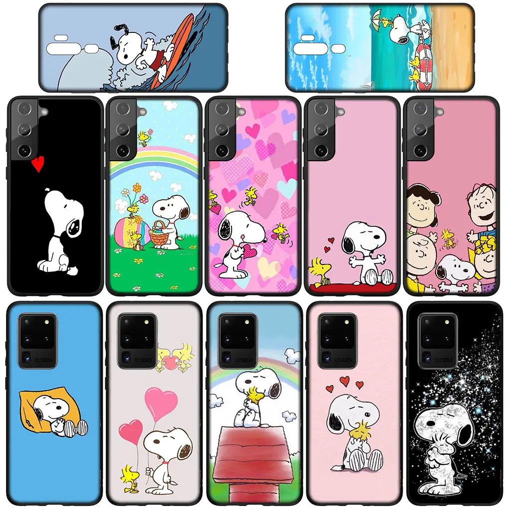 Anime S-Snoopys Cartoon Dog Phone Cover Case for Samsung Galaxy S24 S23 Fe Ultra Plus A55 A35 A24 A25 A15 A05 M55 M15 Casing