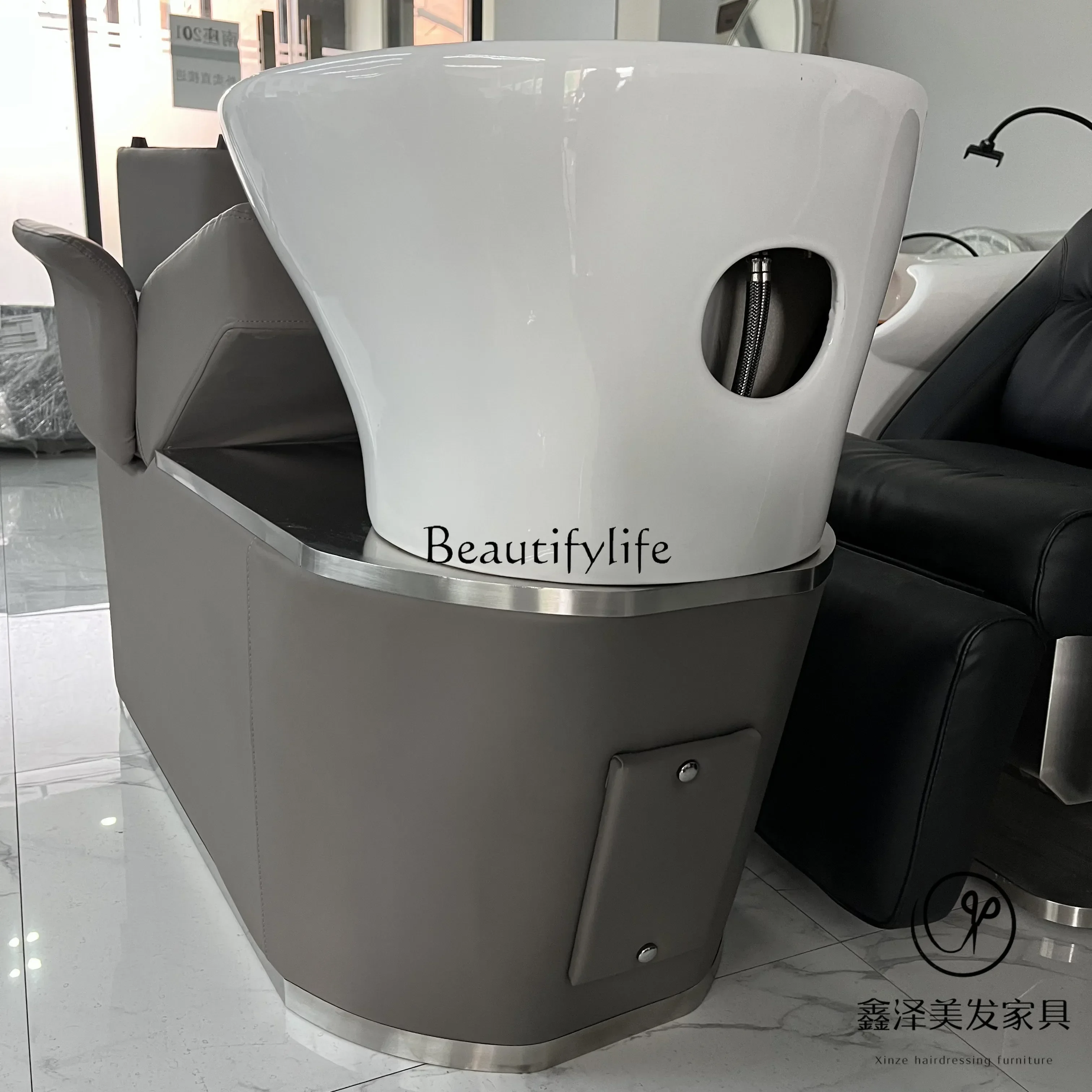 Barber Shop Flush Salon Bed for Hair Salon Shop Shampoo Chair Lying Half