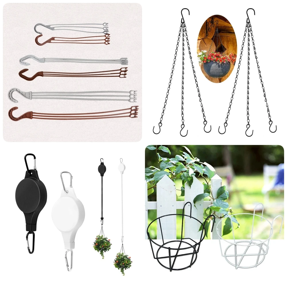 Plant Hook and Flowerpot Supporter Retractable Plant Hanger Adjustable Hanging Flower Basket Hooks Gardening Flower Rack 6 Types