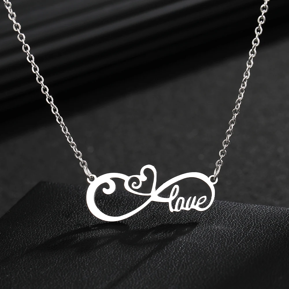 Stainless Steel Necklaces Infinity Symbol Spiral Heart Love Pendants Chains Choker Fashion Necklace For Women Jewelry Party Gift