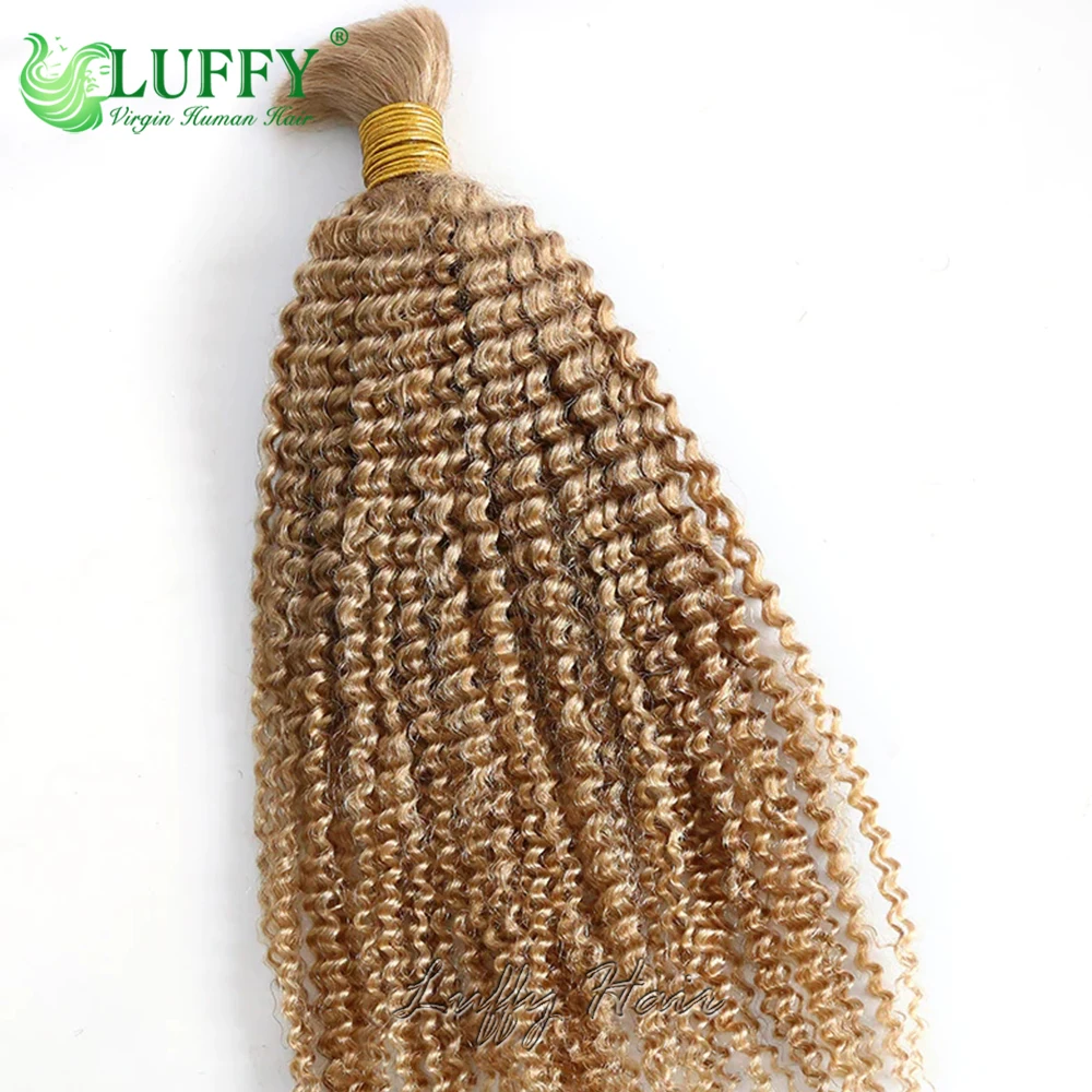 Afro Kinky Curly Extensão do Cabelo Humano Pacotes para Mulheres, Sem Trama, Boho Tranças, Massa para Trança, Remy, #27, #30