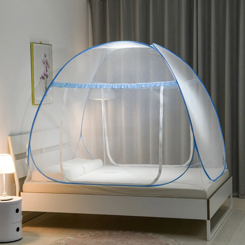 Simple Style Pure Color Yurt Mosquito Net Installation-free Full-bottom Home Mosquito Net Summer Universal Anti-mosquito Tent