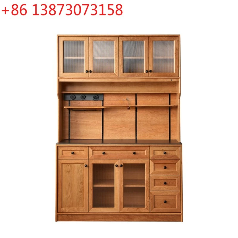 

North American cherry wood dining side log wind restaurant solid wood high cabinet storage locker