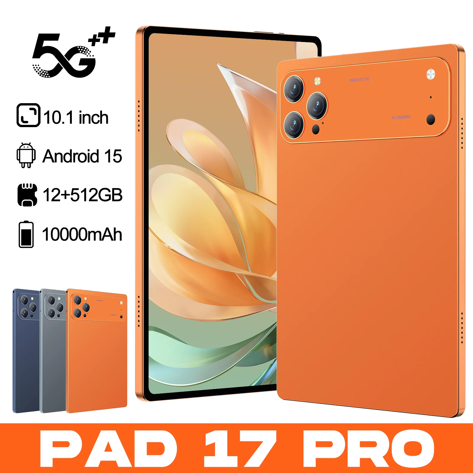 2026 New Original Pad 17 Pro Tablet PC Android 15 12GB 512GB 10000mAh 5G Dual SIM WIFI 4K HD Screen Bluetooth Gaming Tablet