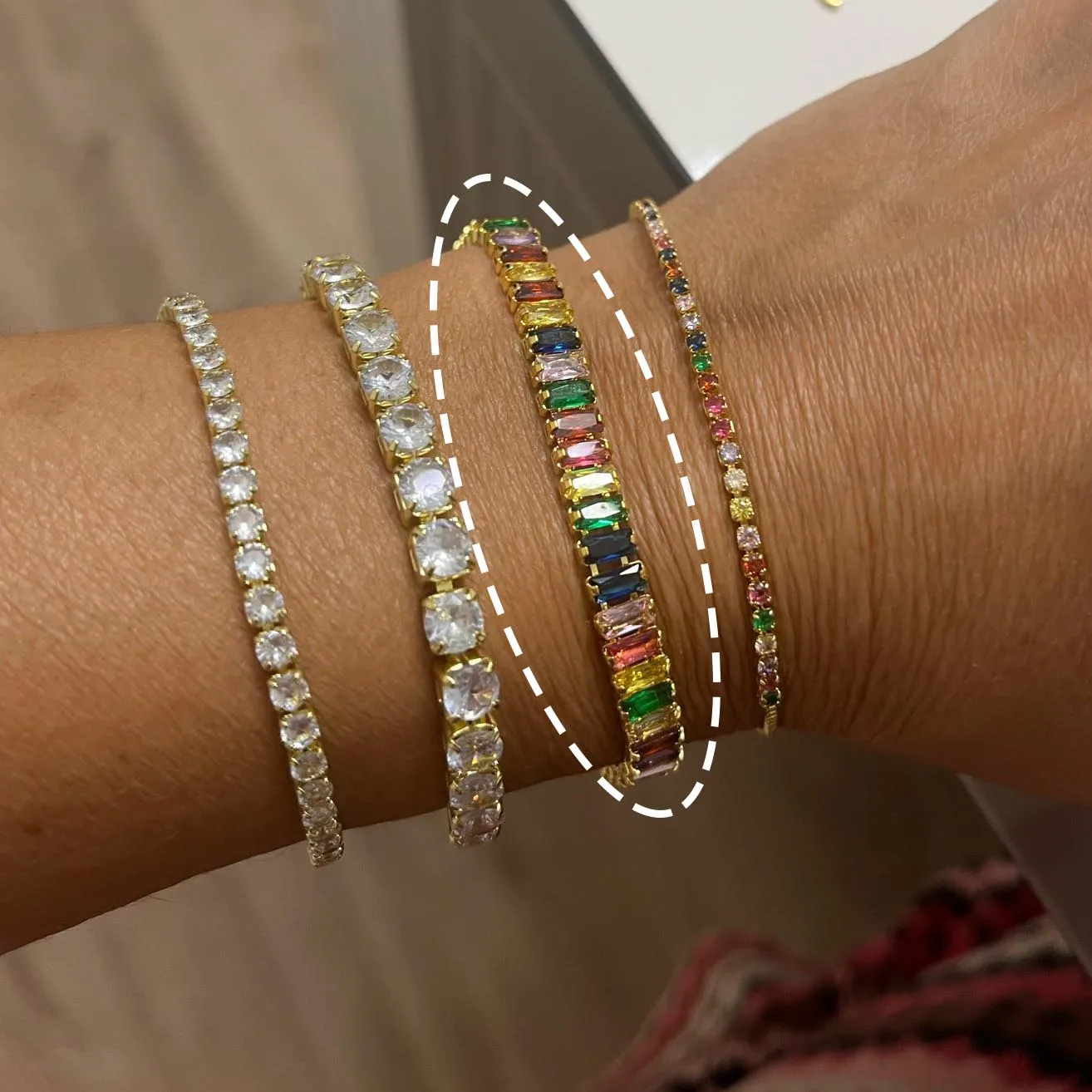 2x5mm mehrfarbige Zirkon-Tennisarmbänder, verstellbar, für Damen und Herren, trendige Unisex-Handketten-Accessoires, Modeschmuck H009 – Detail 5
