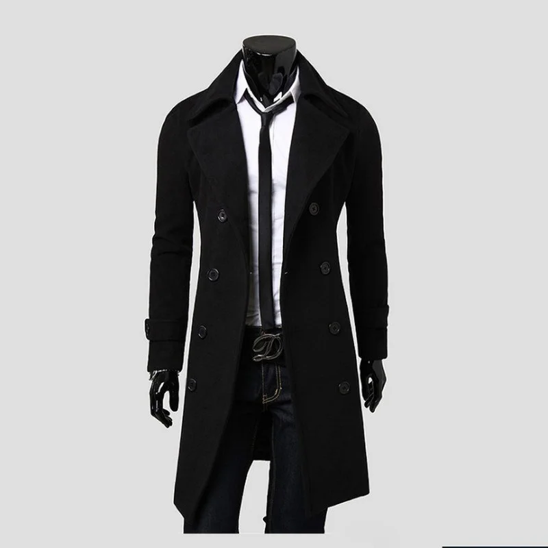 

MRMT 2024 Brand New Men's Autumn Winter Long Double-Breasted Trench Coat Men's Woolen Coat Slim Woolen Coat Men