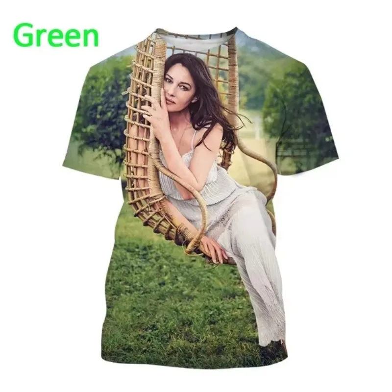 Fashion Casual Men's Monica Bellucci 3D Printed T-shirt Personality Round Neck Short Sleeve Hip-hop Harajuku Street T Shirt Tops