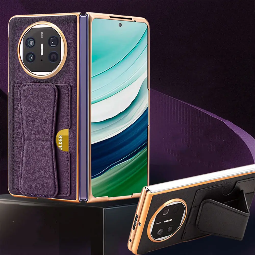 Custodia sottile in vera pelle di vacchetta per Huawei Mate X5 X3 custodia per cinturino in pellicola di vetro