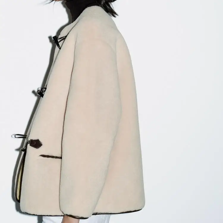 Herbst Winter Neue Ankunft frauen Mantel Gefälschte Pelz Wirkung Jaet Seil Knoten Dekoration Thiened Lange Sve Pendeln Sle