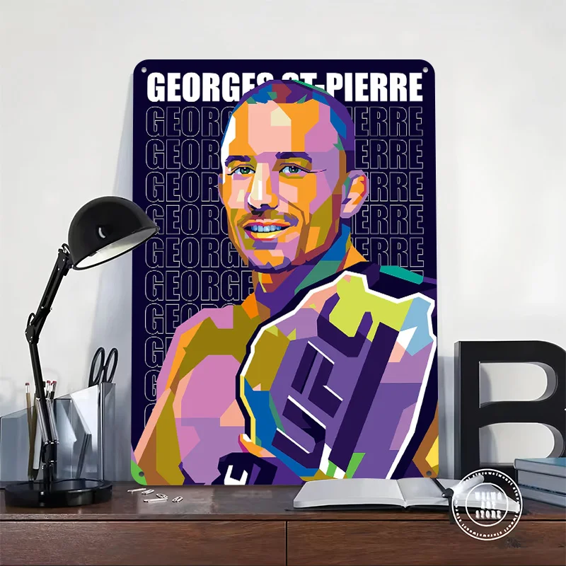 Georges StPierre Personalized 3D Textured Metal Poster Wall Art Tinplate Sign for Office Decor Room Home Decoration Luxury Items