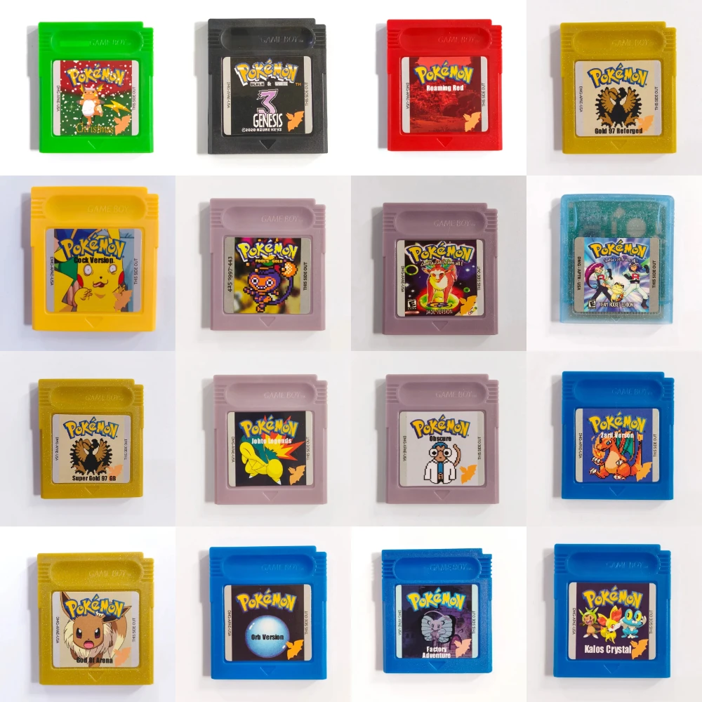 

USA Pokemon Cartridge GBC Game Card 16 Bit Video Game Cartridge Console Cards Red Blue Crystal Golden Green Silver Gifts for Kid