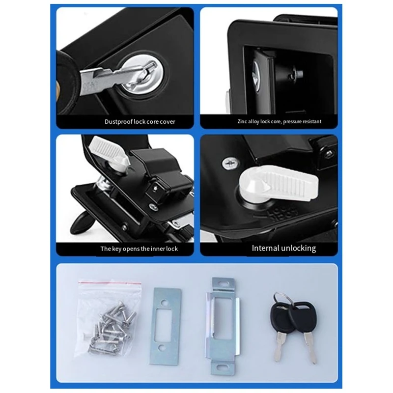 RV Lock Caravan Door Handle Lock Cabin Panel Lock Double Insurance Anti-Theft Portable For RV Camper Caravan